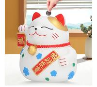 Tirelire Chat Porte Bonheur, Tirelire Chat Porte Bonheur Japonais de 17.5 cm de Haut, Figurine de Chat Porte-Bonheur Feng Shui Chinois Maneki Neko Tirelire