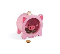 Janod - Tirelire enfant en bois Cochon J04653 - Face transparente, ouverture magnétique, dès 3 ans