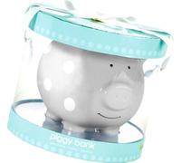 Tirelire cochon 21 x 15 x 16 cm gris, blanc
