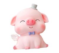 Tirelire cochon à bords arrondis - Cadeau d'anniversaire - Artisanat - Décoration de bureau - Pour salon, chambre à coucher et enfants - Cochon aux yeux ouverts moyen (grand cochon plissé)