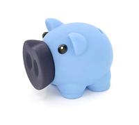 Tirelire cochon avec corps doux et finition caoutchouc aux couleurs vives - Tirelire originale pour enfants avec bouchon - Tirelire de voyage légère et résistante (bleu)