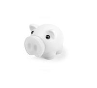 Tirelire cochon avec corps souple avec finition caoutchoutée vive. Tirelire originale pour enfants avec bouchon. Tirelire de voyage légère et résistante (blanc)