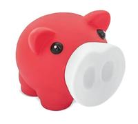 Tirelire cochon avec corps souple avec finition caoutchoutée vive. Tirelire originale pour enfants avec bouchon. Tirelire de voyage légère et résistante (rouge-blanc)