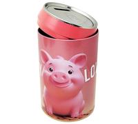 Tirelire Cochon Cochon Rose "Money Lover" en métal Étain ouvert 12 x 6 cm