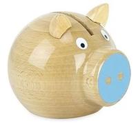 Tirelire cochon en bois naturel bleu Vilac G