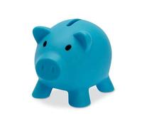 Tirelire cochon en PVC avec corps souple aux couleurs vives, petite tirelire originale pour enfants avec bouchon. Tirelire de voyage légère et résistante (Bleu clair)