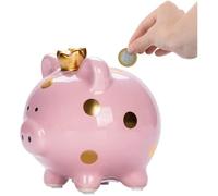 Tirelire - Cochon - Rose - Céramique - 11.8x14x13.2 cm - 600 g