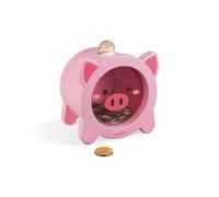 Janod - Tirelire enfant en bois Cochon J04653 - Face transparente, ouverture magnétique, dès 3 ans