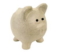 Décopatch AC764C - Un support en papier brun mâché 12x12x12 cm, Tirelire cochon