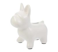 Tirelire créative en forme de chiot, cadeau d'anniversaire pour enfant, en céramique blanche.