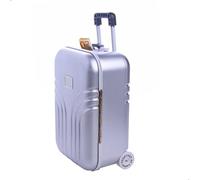 Tirelire créative Valise, Mini Petite Tirelire à Bagages Chariot, Tirelire décoration Bureau Moderne, étui Voyage Simulation en Plastique ABS, Jolie boîte Voyage, 16x10.5x7cm (1 pièce Argent)