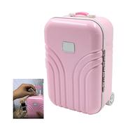 Tirelire Créative Valise Simulation Bagages - Décoration de Bureau Moderne, Étui de Voyage Simulation en Plastique ABS, Jolie Mini Petite Boîte Voyage Trolley, 16x10,5x7cm (1pc Rose)