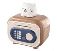 Tirelire de grande capacité avec protection d'empreintes digitales et mot de passe - Outil financier éducatif pour enfants (marron)