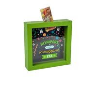 Tirelire décorative 18 Ans, Cadre Vert 16 x 16 cm, Design Festif avec Fentes pour Billets