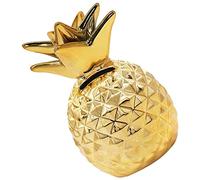 Tirelire Décorative Ananas en Céramique Dorée pour Pièces