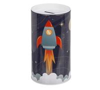Tirelire décorative en métal avec motif d'astronaute ou fusée spatiale, couvercle amovible, 15 x 8 x 8 cm (fusée spatiale)