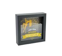 Tirelire décorative pour Une soirée spéciale, Cadre Noir 16 x 16 cm, Design doré