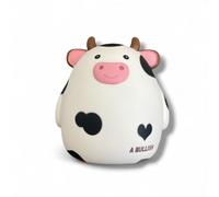 Tirelire décorative XL en plastique dur, motifs animaux : renard, vache, panda, lapin, mouton, cochon (vache blanche)