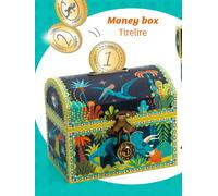 Djeco Tirelire Dinosaure coffre-fort pour enfant Aqua G