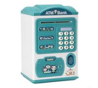 Tirelire électronique avec serrure à mot de passe pour distributeur automatique de billets, compteur de pièces de monnaie pour anniversaire d'enfants (bleu)