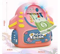 Tirelire électronique Coffre-fort pour enfants, Tirelire avec protection d'empreintes digitales et protection par mot de passe, ATM Monnaie Cadeaux d'anniversaire pour 3-10 ans Filles Garçons, Orange