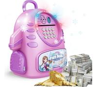 Tirelire électronique Coffre-fort pour enfants, Tirelire avec protection d'empreintes digitales et protection par mot de passe, ATM Monnaie Cadeaux d'anniversaire pour 3-10 ans Filles Garçons, Violet