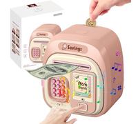 Tirelire Électronique Enfant 3-12 Ans, Tirelire Argent ATM, Tirelire pour Enfants, Coffre-Fort Électronique avec Empreinte Digitale, avec Musique, Digitale Coffre-Fort Enfant, Cadeau Fille