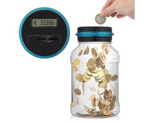 Tirelire Electronique Euros Tirelire Numérique Compteur Avec Écran LCD Pour Enfant Adulte, Grand Bocal Tirelires De Compteur Numérique 1,8 L Grande Capacité Coin Comptant Money Box, Plus De 800 Pièces
