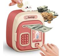Tirelire électronique pour enfants filles et garçons - Coffre-fort pour enfants avec empreintes digitales - Tirelire électronique avec musique - ATM - Pièce de monnaie électronique - Rose