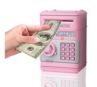 Tirelire électronique pour Enfants, Tirelire Numérique Automatique, ATM boîte de Coffre-Fort de défilement Automatique, Cadeau de Noël Thanksgiving Le Nouvel an pour Garçons Filles 5-12 Ans-Rose