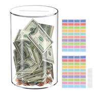 Tirelire en Acrylique 12x20cm Sans Ouverture - Grande Boîte d'Épargne Transparente pour Pièces et Billets - Enfants et Adultes