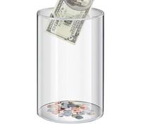 Tirelire en acrylique - Tirelire en acrylique transparent - Boîte à monnaie réutilisable - Tirelire cylindrique transparente non amovible pour tout-petits, filles, garçons,