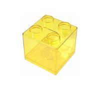 Tirelire en acrylique transparent coloré (jaune) pour enfants, style brique Lego, pour économiser de
