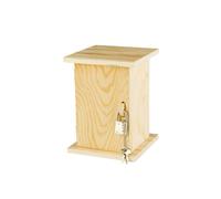 Tirelire en bois avec cadenas 10 x 10 x 13,5 cm