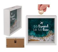 Tirelire en Bois avec Cadre env. 20 x 20 cm