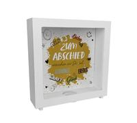 Tirelire en bois avec cadre pour départ et souhaits de départ, idéale pour les collègues, les invités et les vœux d'adieu