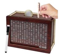 Tirelire en bois avec chiffres à cocher, avec plaque acrylique, lavable et réutilisable, objectif d'épargne pour aider les adultes et les enfants à développer des habitudes d'épargne (C)