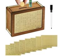 Tirelire en bois avec compteur, 8 autocollants d'objectifs différents et 1 marqueur, boîte d'épargne avec numéros pour différents objectifs d'épargne pour 500€ 1000€ 2000€ 3000€ 5000€ 10000Euro et