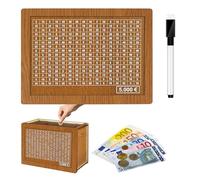 Tirelire en Bois avec Compteur Réutilisable de 5000 Euros avec Chiffres - Tirelire en Bois pour Adultes, Filles, garçons, Anniversaires