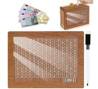 Tirelire en Bois avec Feuille Acrylique, Tirelire Réutilisable, Tirelire avec Objectif, Tirelire Bois, Numérique Tirelire, Aide à l'habitude d'épargner pour Les Adultes et Les Enfants(2000ou)