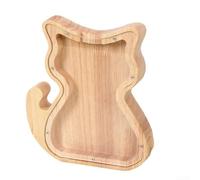 Tirelire en bois avec grain de bois transparent, forme d'animal mignon, parfait pour économiser (chat)