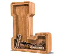 Tirelire en bois avec lettres de l'alphabet pour enfants, grande tirelire en bois personnalisée pour anniversaire et festival, 22,9 cm de long