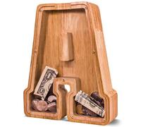 Tirelire en bois avec lettres de l'alphabet pour enfants, grande tirelire en bois personnalisée, pour anniversaire et festival, 22,9 cm
