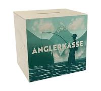 Tirelire en bois avec motif de pêcheur pour les pêcheurs passionnés afin d'économiser sur de nouveaux équipements de pêche