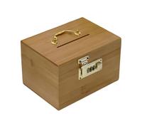 Tirelire en Bois avec poignée en métal, Style Vintage, boîte de Rangement rectangulaire Antique avec Mot de Passe, Serrure à Mot de Passe, Tirelire for Enfants et Adultes, Cadeau