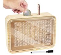 Tirelire en bois, boîte d'épargne avec objectif et chiffres à cocher, tirelire boîte d'épargne avec chiffres, avec objectif, 10 000 euros, aucun montage, cochon d'épargne pour aider adultes et enfants