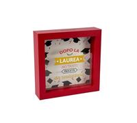 Tirelire en Bois, Cadre Rouge, 16 x 16 cm, Cadeau pour diplômés avec Fente pour Billets