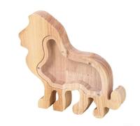 Tirelire en bois en forme d'animal pour enfants - Caisse d'épargne en bois massif naturel avec finition lisse, jolie décoration de bureau (lion)