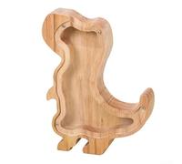 Tirelire en bois en forme d'animal pour enfants - Caisse d'épargne en bois massif naturel avec finition lisse, jolie décoration de bureau (Tyrannosaure)