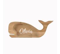 Tirelire en bois en forme d'animal pour garçons et filles, tirelire en bois incassable, tirelire créative en bois personnalisée pour anniversaire d'enfants (grande baleine)